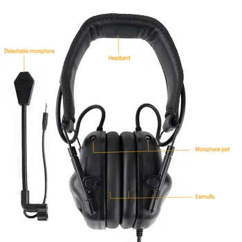 Tática Fone de ouvido com PTT de Tiro Earmuff Esportes ao ar livre Protetor Auricular Militar Fones de ouvido