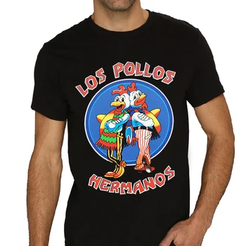 Breaking Bad Los Pollos Hermanos Do Frango Irmãos TV Cosplay de Impressão Preto Homens Verão de Manga Curta Rodada-Pescoço T-Shirt de Algodão