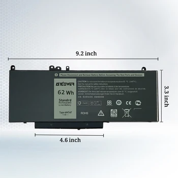 SKOWER Bateria Para Dell Latitude E5470 E5570 de Precisão Série 3510 Portátil, Bateria de Substituição 7V69Y 6MT4T TXF9M 79VRK 7.6 V/62Wh