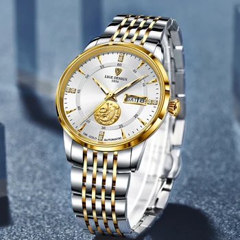LIGE Homens Mecânico Automático Relógios de Marca de Luxo de Negócios do Relógio de Pulso de Aço de Tungstênio Impermeável Moda masculina Relógio reloj hombre
