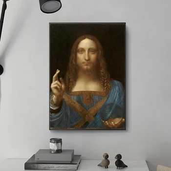 Salvator Mundi, Arte de Parede Tela de Pintura Reproduções Por Leonardo Da Vinci Famosos Cartazes e Estampas Cuadros a Decoração Home