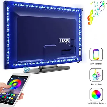 TV USB Conduziu a Luz de Tira do RGB LEVOU Luz Strip Bluetooth 5050SMD Fita Flexível 1M 2M 3M DC 5V Diodo Banda de Música Lâmpada Decorativa