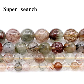 Qualidade Superior Naturais Rutilated Quartzo cabelo pedra de cristal esferas de DIY Solta Esferas para fazer jóias Pulseira Acessórios