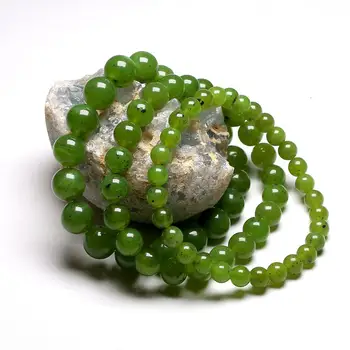 A Cura Natural Bracelete da Jóia Verde Canadense Nephrite Jades Grânulos de Pedra Pulseiras Para Mulheres e Homens Vertente Meditação Jóias