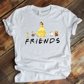 A bela e A Fera Amigos Shirt Engraçada Belle e Seus Amigos Tee Gráfico de Correspondência Família Camisa Bonito Férias Tee Tumblr Tops