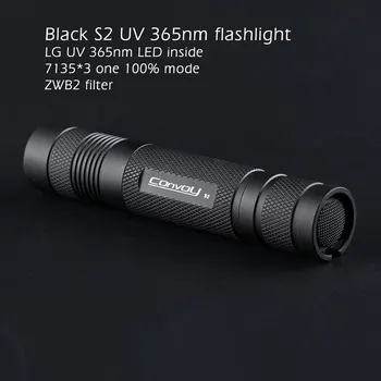 UV Lanterna Comboio S2 com a LG UV 365 nm LED 7135*3 Modo de Tocha Lanterna LED Ultravioleta Luz Ultra-Violeta Zwb2 Filtro