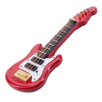 1:12 Casa De Bonecas Em Miniatura Instrumento Musical Guitarra Acústica Vermelho