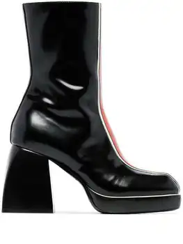 Lenkisen 2021 marca de sapatos de plataforma dedo do pé quadrado super salto alto cores misturadas estilo Europeu jovem casual meados de bezerro botas L07
