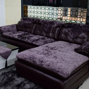 Europeu moderno sofá de Couro almofada quatro estações Toalha cobertura Completa cobertura Universal de inverno de Pelúcia antiderrapante sofá tampa