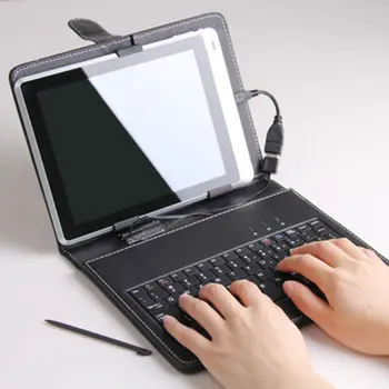 Durável e de boa aparência, de 10,1 polegadas imitação de couro case teclado USB para Android tablet com Windows