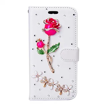 Bling Diamante Strass Presente de Natal de Couro Tampa do Telefone para o iPhone 11 Pro Xs Max Xr 4 4s 5 5s 5c SE 6 6 7 8 Plus Rose Caso
