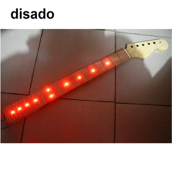 Disado 22 maple Trastes de uma Guitarra Elétrica Pescoço maple braço embutimento LED vermelho acende guitarra acessórios peças podem ser personalizadas