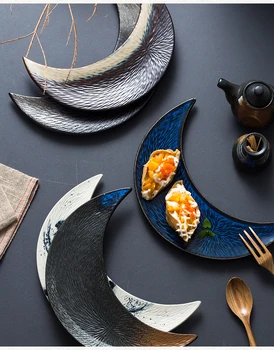 Japonês De Cerâmica, Placa De Jantar Lua De Cerâmica Sushi, Prato De Peixe Jantar Pratos Criativos Restaurante Doméstico Fabricação De