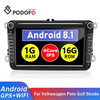 Podofo Android 8.1 GPS Car Multimedia player 2 Din Carro Autoradio Rádio Para VW/Volkswagen/Golf/Polo/Passat/b7/b6//leon/Skoda