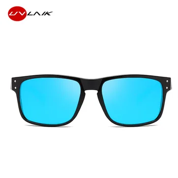 UVLAIK Quadrado Clássico Óculos Polarizados Condução Homens Designer da Marca de Óculos Vintage Rebite Espelho Masculina Óculos de Sol UV400