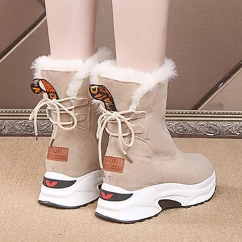 Koovan Botas femininas 2020 Novo a Neve do Inverno Botas Curtas Para as Meninas femea Sapatos de Plataforma Curto Matte Plus Curto Sapatos de Algodão