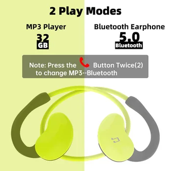 Arikasen sport MP3 Player fone de 32 GB Resistente à Água fone de ouvido bluetooth 10 horas de tempo de fone de ouvido sem fio com micphone estéreo