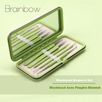Brainbow 5pcs/Caixa de Melhor Extrator de Cravo Conjunto de Ferramenta de Inox de Acne Agulha de Espinha de Pinças de Cravo e Comedone Acne Extractor
