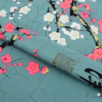 A pintura chinesa flor de ameixa Hot stamping tintura reativa trecho de cetim tecido de algodão para vestir bazin riche getzner tecido