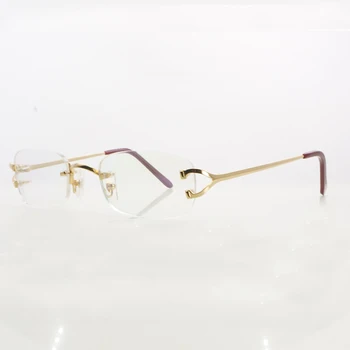 Vintage Óculos Para Mulheres De Metal Claro Sem Aro, Óculos Com Armação De Carter Para Mulheres De Óculos De Grife Homens Acessórios