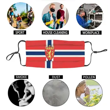 Bandeira Da Noruega, Escandinávia Cruz E Brasão De Armas Boca Máscara Facial De Adultos Emblema Nacional Da Máscara Homens De Proteção Respirador Abafar