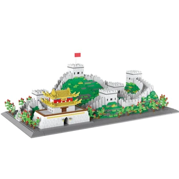 PZX 9924 Arquitetura Mundial, A Grande Muralha da Torre do Palácio de Modelo 3D DIY Mini Blocos de Diamante Tijolos de Construção de Brinquedo para as Crianças sem Caixa