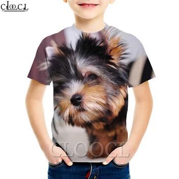 CLOOCL Animal Cão Yorkshire Terrier 2021 Verão Nova Moda de Crianças T-shirts de Impressão 3D Meninos e Meninas Casual, Estilo Bonito Tops
