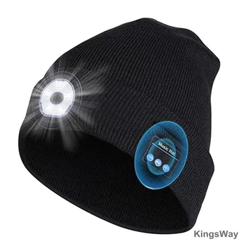 Atualizado 5.0 Bluetooth Chapéu De Gorro De Fones De Ouvido Sem Fio Auricular De Música De Inverno Recarregável