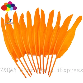 Natural de 35-40CM de ganso jubarte pena tingida de laranja DIY jóias artesanais caneta acessórios de penas