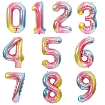 1set Colorido Aniversário Confete Balão 0-9 Número de Balões Folha Criança Chuveiro de Bebê Festa de Casamento, Decorações de Suprimentos