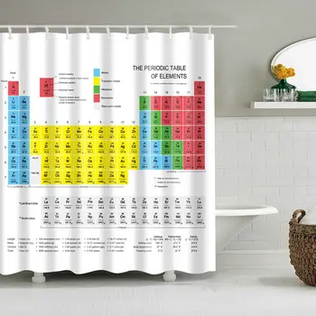 1,8 m Química Tabela Periódica Cortina de Chuveiro de Banheira Ponderada Cortina de Chuveiro