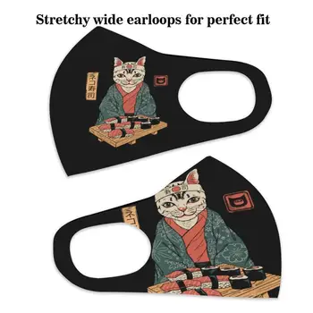 Neko Bar de Sushi CAT Cultura Japonesa moda máscara para mulheres, homens rímel reutilizable con filtro lavável máscara facial crianças