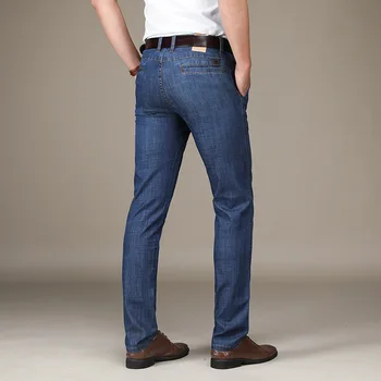 ICPANS Jeans Homens de Negócios informais Fina de Verão calça Jeans Preta, Para o Homem de extensão em linha Reta de Streetwear calças de Brim de Mens Tamanho Plus 40 42 44