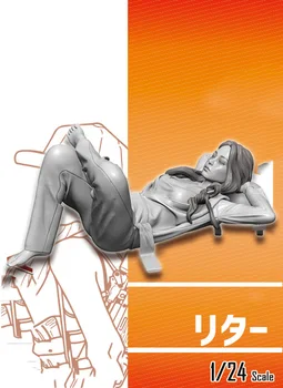 1/24 menina moderna, sentar-se e descansar Resina Modelo figura kits em Miniatura gk Unassembly sem pintura