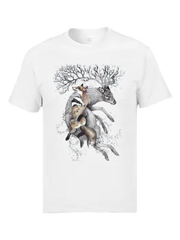 Ambiente Natural, Animal, Tops, T-Shirts Cervos Elk Fox Proteger Nossa Fauna Preto Moda Casual T-Shirts Para Os Homens Novas Tshirts