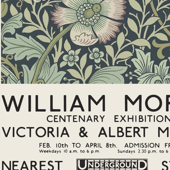 William Morris, Tela de Pintura, O Museu Victoria e Albert Exposição de Pôsteres e Impressões do metrô de Londres Decoração Art Nouveau