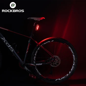 ROCKBROS Moto Luz Traseira Impermeável 6 Modos de Luz de Bicicleta Vermelha Luzes de LED Recarregável USB Ciclismo MTB Espigão de Segurança Lanterna