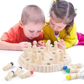 Crianças jogo de festa, piso em Madeira jogo de Memória Stick Jogo de Xadrez Divertido Bloco de Jogo de Tabuleiro Educativo Cor Capacidade Cognitiva de Brinquedo para Crianças