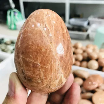 6-7cm Natural peachstone moonstone ovo de cristal de quartzo ovo de cura Reiki decorativo presente