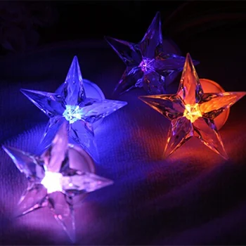 5pcs! LED pentagrama otário lâmpada led com bateria, a estrela de cinco pontas coloridas botão para baixo crianças da parede do quarto da noite de luz