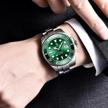 PAGANI DESIGN de Marca de Luxo Homens Relógios Automáticos Verde Assistir Homens de Aço Inoxidável, Impermeável Negócios do Esporte relógio de Pulso Mecânico