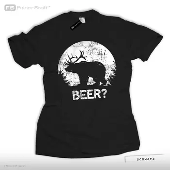 2019 Quente da venda de Moda de Verão, Cerveja Estilo Urso Caçador de Veados Divertida T-Shirt Huntings Veado Urso de Cerveja de Presente de Aniversário Wild T-shirt