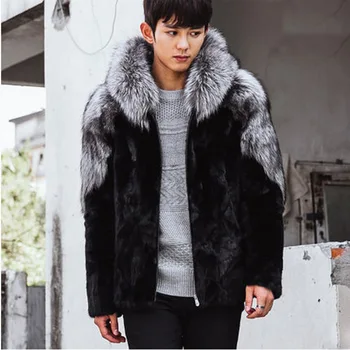 Inverno Faux Fur Casaco de 2019 Homens Casaco de Moda Preto High-end Fox Fur Casaco Imitação de Pele de Homens