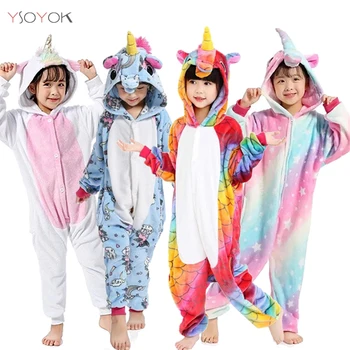Kigurumi Pijama Unicórnio Para Crianças Bebés Pijamas Meninos Pijamas Animal Leão Veado Licorne Onesie Crianças Traje