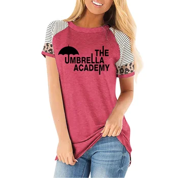 O Umbrella Academy Harajuku T-Shirt das Mulheres Gráfico Diego Cha-Cha Anime Camiseta Engraçadas listrado leopard Tee Tops