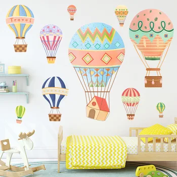 Novo Colorido dos desenhos animados de balão de ar Quente Adesivos de Parede para quarto de Crianças, Quarto, quarto de Bebê Nuresery de Parede Decoração DIY Decalques