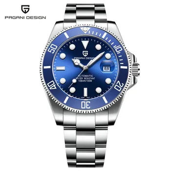 PAGANI DESIGN de Marca de Luxo Homens Relógios Automáticos Azul Relógio de Homens de Aço Inoxidável, Impermeável Esporte relógio de Pulso Mecânico