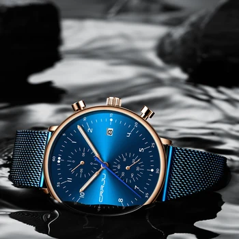 CRRJU Mens Watch Top de marcas de Luxo Homens de Aço Inoxidável do relógio de Pulso dos Homens Militar impermeável Data de relógios de Quartzo relógio masculino