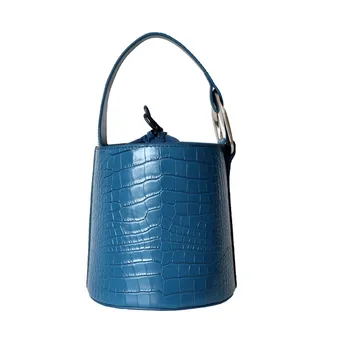 Vintage casual balde de sacos para as mulheres bolsa de ombro crocodilo padrão de qualidade do saco de couro tote grande estilo popular saco de barril