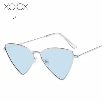 XojoX Óculos estilo Olho de Gato Mulheres Homens Vintage da Marca do Designer Triângulo Óculos de Sol Masculino Feminino Tons de Preto Vermelho UV400 Óculos